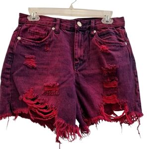 Blanknyc Distressed Purple Denim Shorts Vintage Hi Rise New Size 27